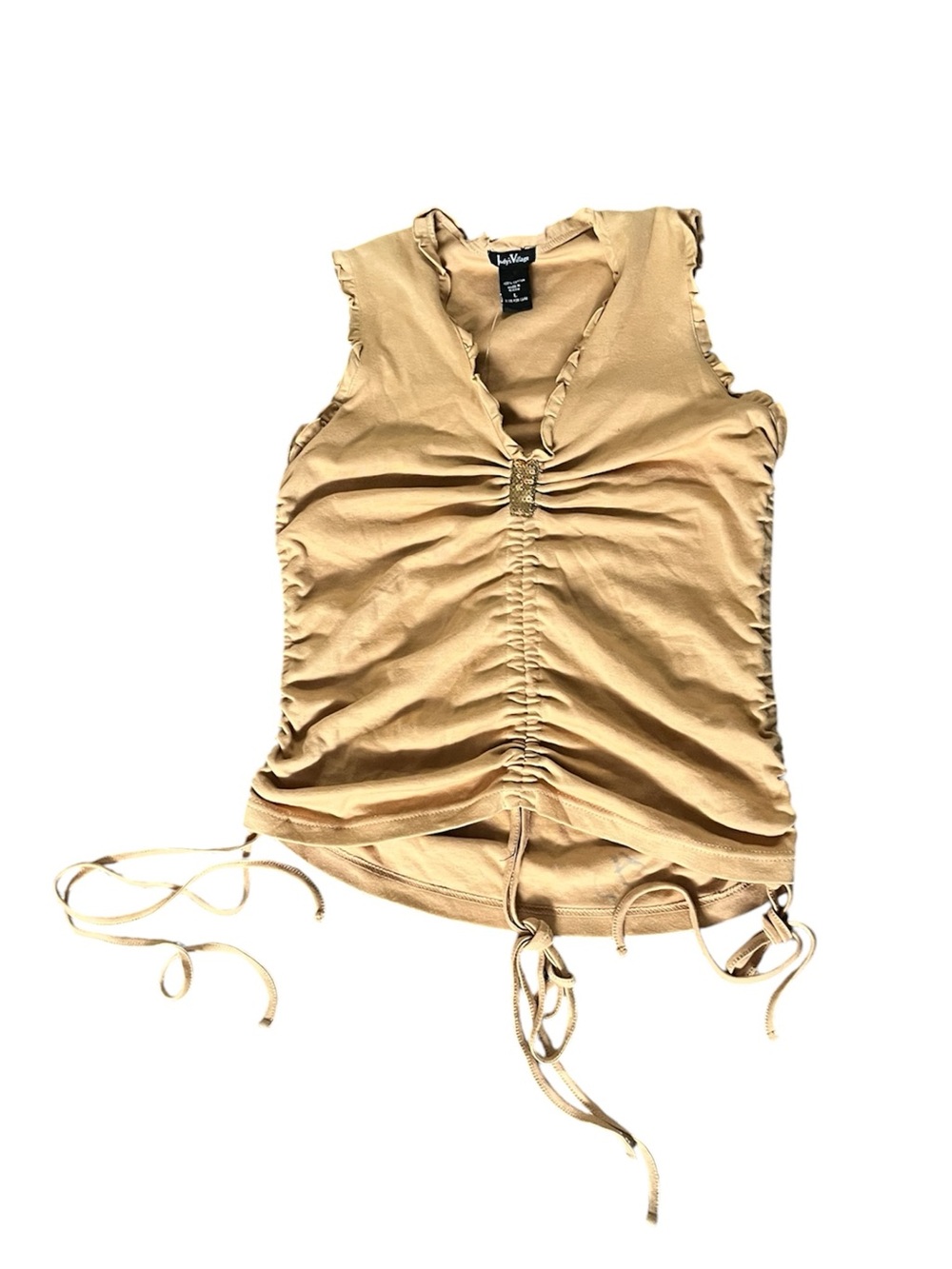 Y2K Judy's Village gold ruched fairy top
